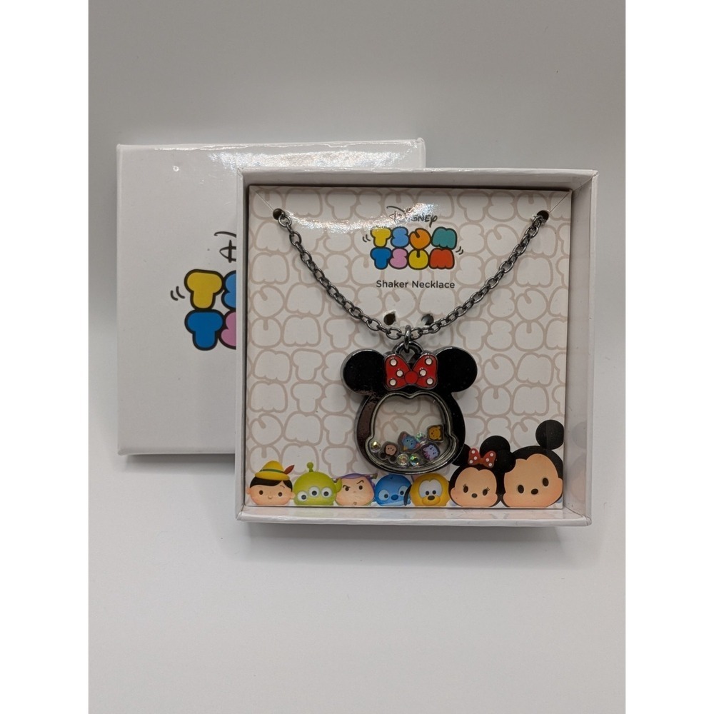 Disney Tsum Tsum Minnie Mouse Shaker Necklace Black Chain New In Box